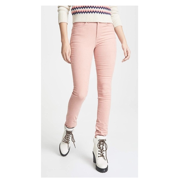 Rag & Bone Women's Nina Corduroy High Rise Skinny Leg Jeans Pink Size 24